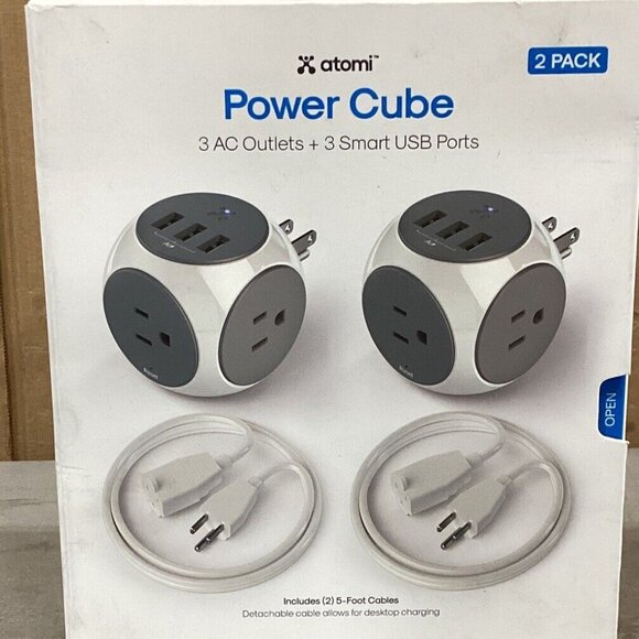 Atomi Power Cube AC Outlets High-Speed Smart USB Charging, 2 Pack - Picture 5 of 5